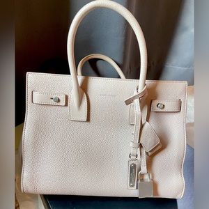 Authentic Saint Laurent 2017 Sac De Jour Bag, Medium size, pink Supple Leather